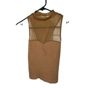 Intimately Free People XS Brown Mesh Detail Sleeveless Tank Top with Standard